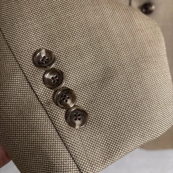 Jos A Bank Sport Coat 48L Tan Wool Birdseye Blazer Jacket Signature Classic